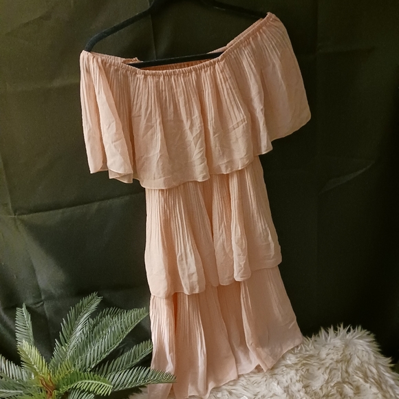 Pink Boho Off The Shoulder Dress (sz sm) - Picture 3 of 5